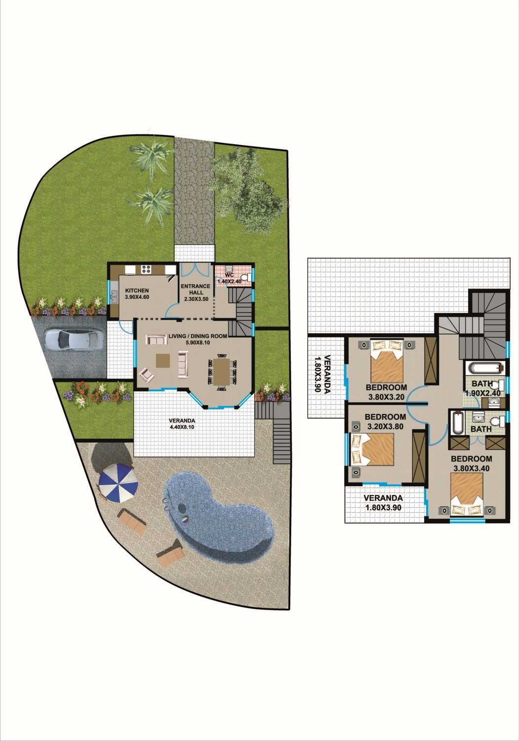 Seaview house with annex in Paphos