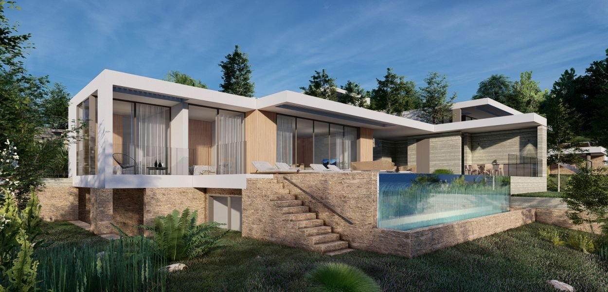 Modern villa with sea vies close to city