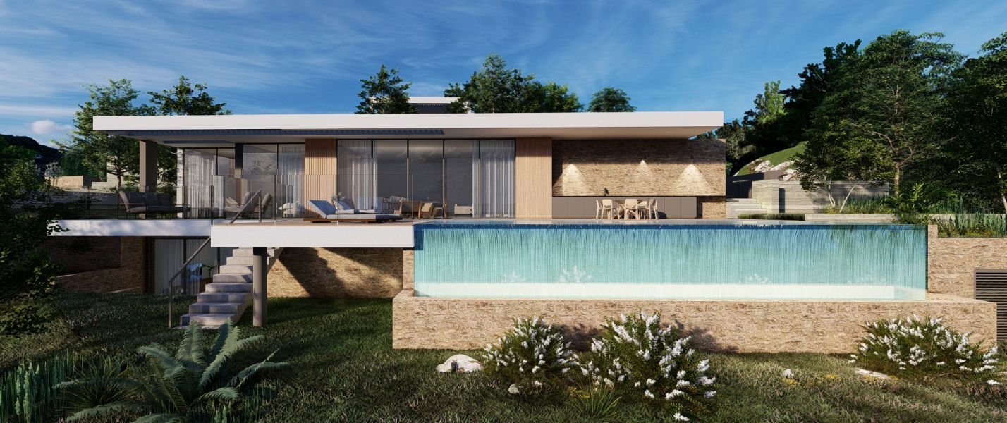 Modern villa with sea vies close to city