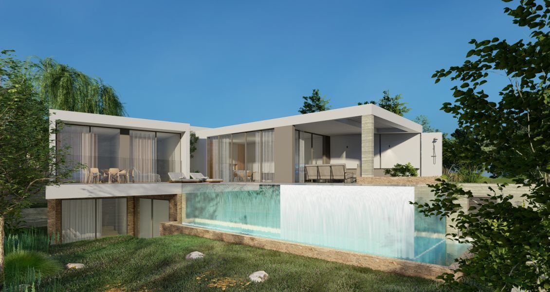 Modern villa with sea vies close to city