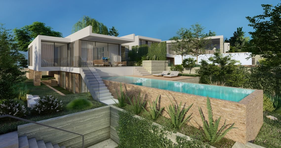 Modern villa with sea vies close to city