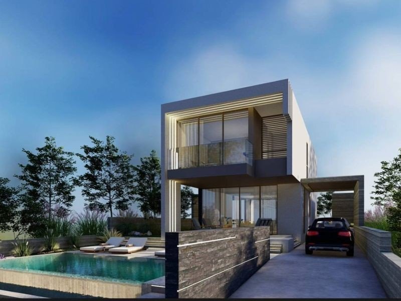 Modern villa by sandy beach