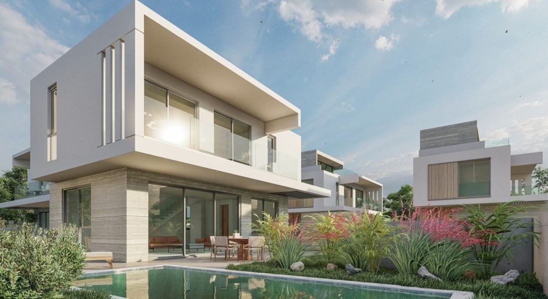 Modern villa by sandy beach