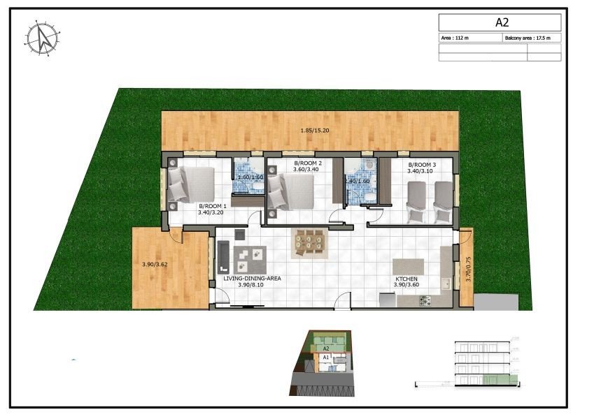 Garden apartment in small complex in Paphos