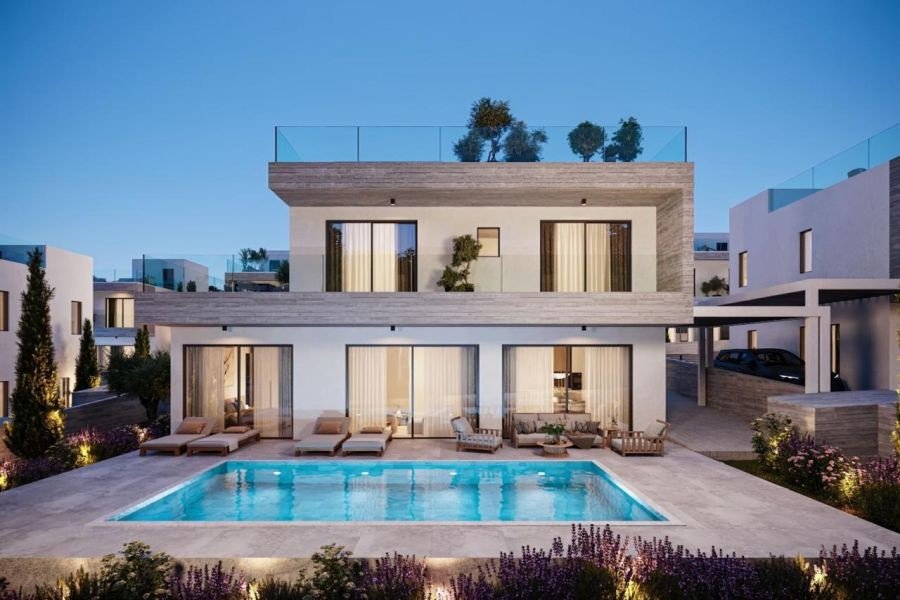 Villa with Roof Terrace with Sea Views in Paphos