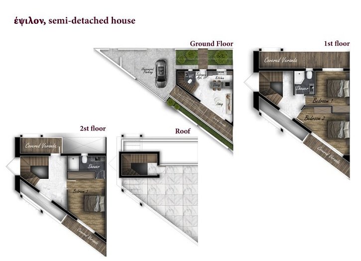 House with roof garden, sea views
