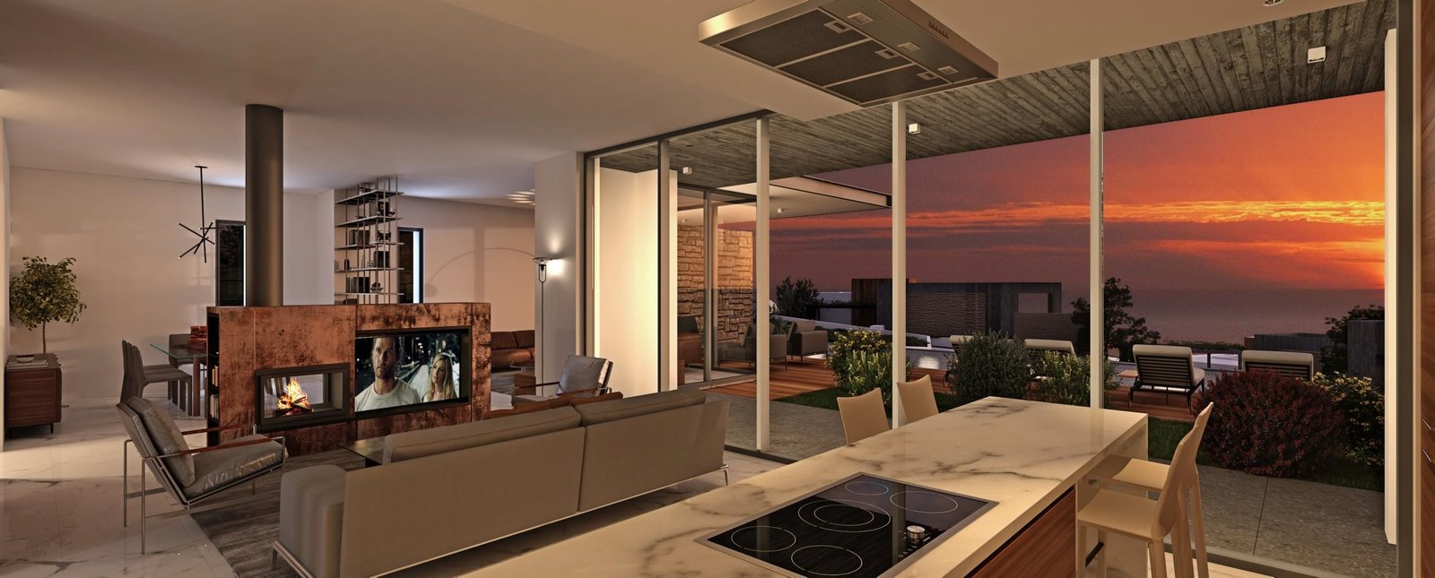 Modern villa with sea views