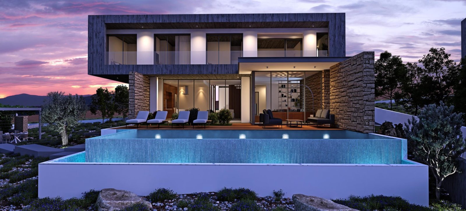 Modern villa with sea views