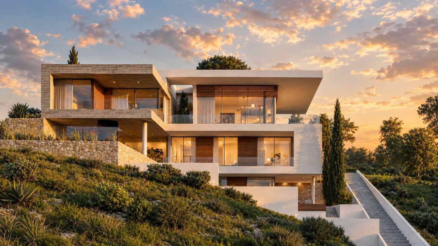 Luxury Villa hillside plot in the prestigious area in Ayios Tychonas
