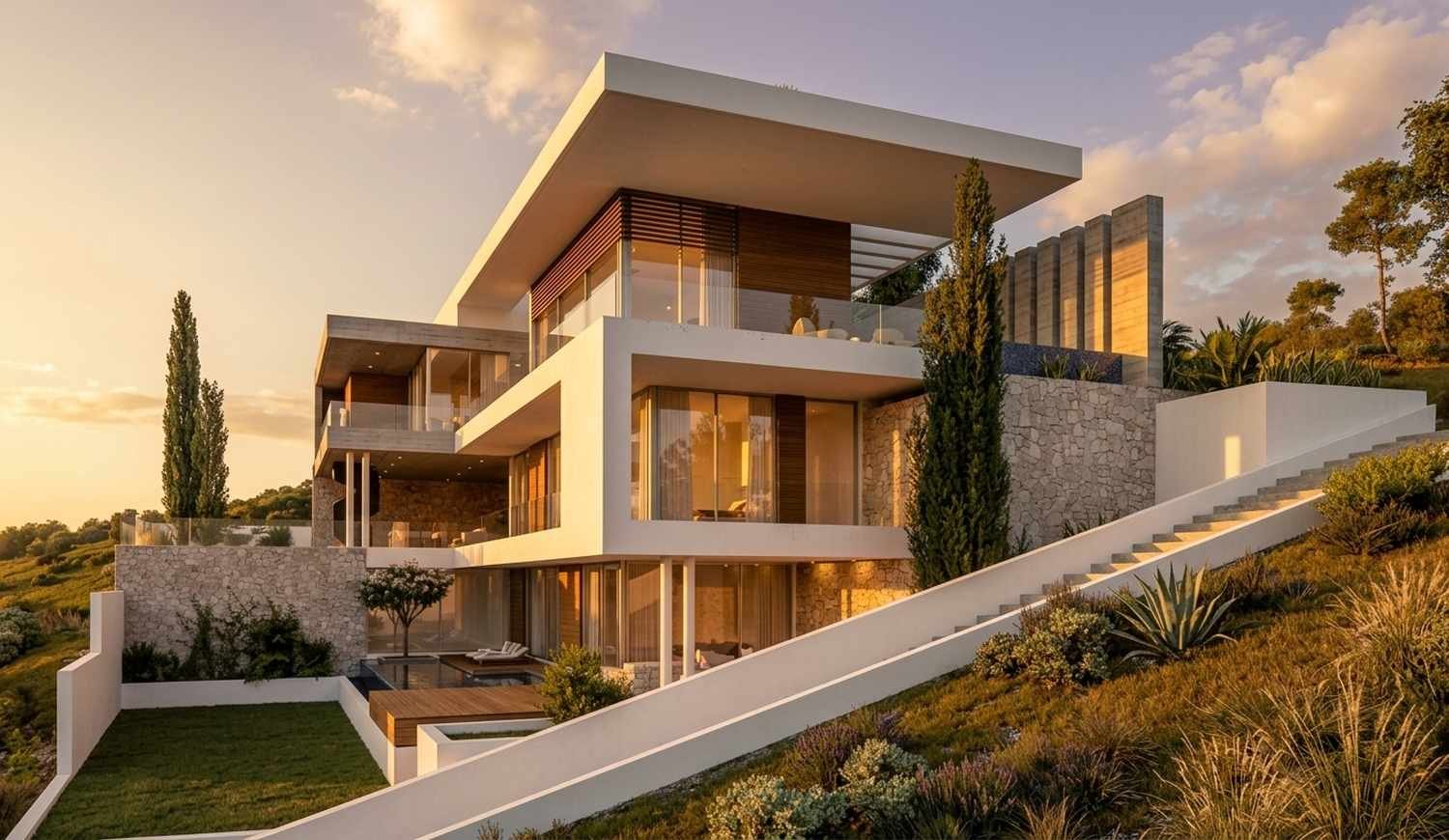 Luxury Villa hillside plot in the prestigious area in Ayios Tychonas